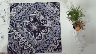 Black Tile and White pen/Pattern/Zentangle