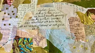 Pretty Paper Snippet Roll With Gold Tissue and Slow Stitch - Inspired by @RaindropLila7