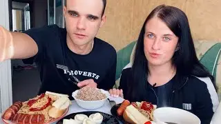 MUKBANG FRIED SAUSAGES/BUCKWHEAT/SPAGHETTI 
