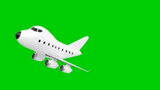 Airplane flying green screen animation