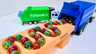 Marble Run Race ASMR - HABA Wooden Slope - Dump truckマーブルランレースASMR×ダンプトラック HABAのスロープ＆くみくみスロープ Marble