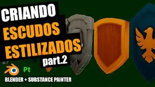 Texturizando Escudo Stylized no Substance | Hand Paint + Showcase Final (Parte 2)