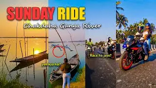 Sunday Ride Vlog 🛵 | Ganga me Dolphins 🐬 ❓Bikers Union🏍| Exploring Chakdaha 😍 Beautiful Sunset 🙌 🌇