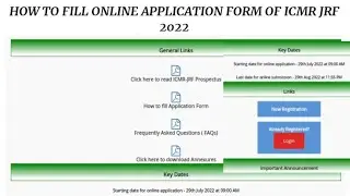 ICMR JRF 2022 STEP BY STEP ONLINE APPLICATION FORM || HOW TO FILL ONLINE APPLICATION FORM FOR ICMR