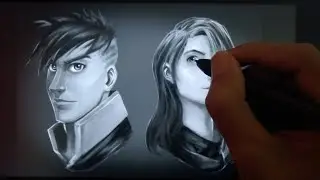 Drawing and Painting Character Faces in Grayscale in Photoshop #drawing #painting