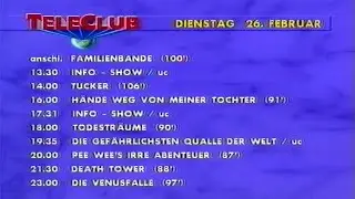 Teleclub, der Kinokanal - Programmtafel und Ident (1991)