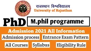 PhD Admission 2021 | PhD Admission Rajasthan University | UNIRAJ PhD Admission | MPAT Entrance EXAM