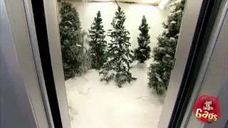 Прикол в лифте с лыжами