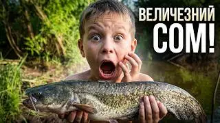 Діти зловили сома.