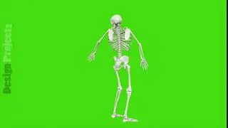 Skeleton dancing. Animation on green screen.