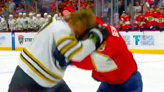 Hampus Lindholm Sam Bennett Fight Leads to BRAWL (FULL CLIP) Panthers vs Bruins| NHL Highlights