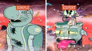 Cuphead - Simple VS Expert Mode Comparison (No Damage) - Dr. Kahl's Robot