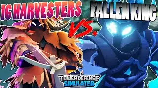 16 HARVESTERS VS. THE FALLEN KING!! Tower Defense Simulator - ROBLOX
