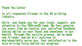 Thank you letter and August activities.