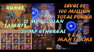 How to reach Level 62, 100 Million Power | Full Fights, Runes & Heroes 5 & 10 mates team. #Part 10