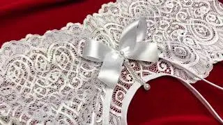 White lace crotchless boyshorts with bow (handmade)