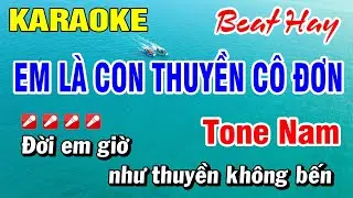 Karaoke Em Là Con Thuyền Cô Đơn (Beat Hay) Nhạc Sống Tone Nam | Hoài Phong Organ