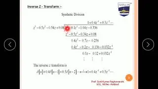 Z- Transfroms & Inverse Z- Transfroms / Sunil Kumar Raghuwanshi / SISTec - R, Ratibad Bhopal