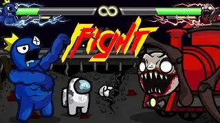 Choo Choo Charles vs Rainbow Friends vs Among Us Zombie - Error Motion Fight