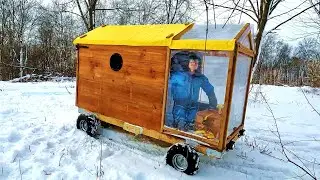 UPGRADING The Drivable Camper - Full Cabin Build + Snowy Overnight Adventure