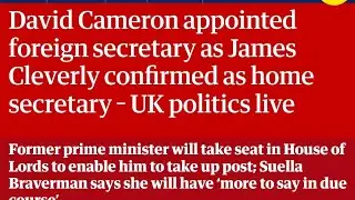 David Cameron RETURNS to UK politics following his BREXIT departure