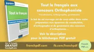 Tout le français aux concours Orthophoniste pdf gratuit