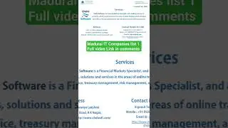 Madurai's IT Companies list Part -1 Contract details address and services #maduraiitcompaines #itjob