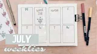 July Bullet Journal Weekly Spreads | A calm plan with me ✨🌷
