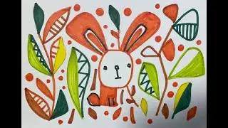 Как нарисовать ЗАЙЧИКА в лесу . Раскраска для детей