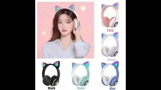 Детские Блютуз Наушники CAT  "Кошачьи Ушки"  Светятся ушки и лапки! MP3, FM