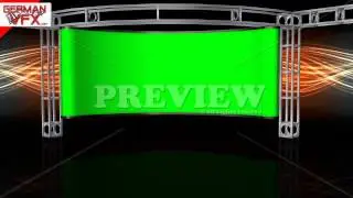 HD Virtual Studio Background with green screen Wall - royalty free