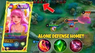 NOVARIA LONG TIME GAMEPLAY TRYING DEFENSE BASE ALONE! NOVARIA BEST BUILD & EMBLEM | MOBILE LEGENDS