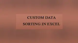 How To CUSTOM DATA SORTING In Excel