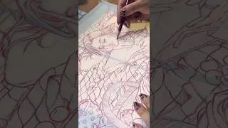pencil lining a big A3 illustration