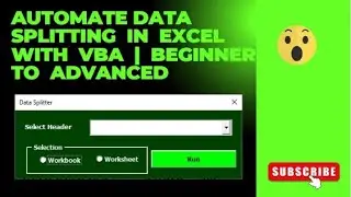 Automate Data Splitting in Excel with VBA | Beginner to Advanced. #Excel #VBA and #SQL