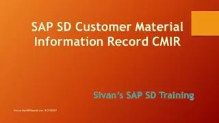 CMIR VD51 Customer Material Info Record Table-KNMT| Sivan's SAP SD Training