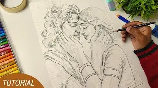 Holi Special Radha Krishna Drawing ✨ | Step by Step Outline Tutorial 🫟
