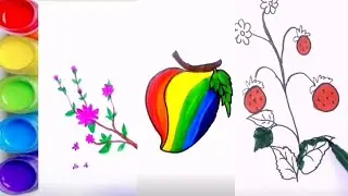 Satisfying Art|Creative Art |Easy Art|How To Draw Flower,Fruits, House for kids