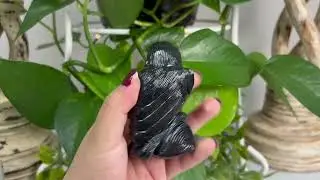Hand Carved Black Onyx Raven Animal Carving #14 0142