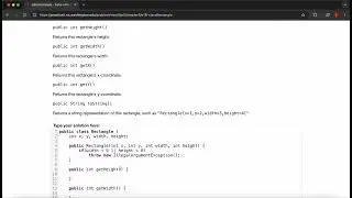 Exercise 8.18 (classRectangle) Java Tutorial || Practice-It
