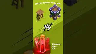 Skeleton Spell vs All lv Archer towers😱😱😱 (Clash of clans) #coc #clashofclans #shorts
