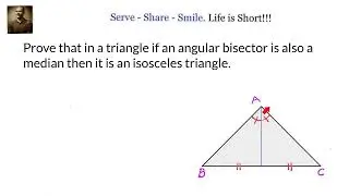 If an angular bisector is also a median then it is an isosceles triangle. Proof by mid point theorem