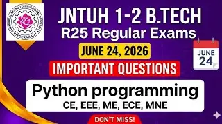 👉🏼JNTUH R25 Python Programming Important Questions 2026 | B.Tech 1-2 Exam Preparation👍🏼