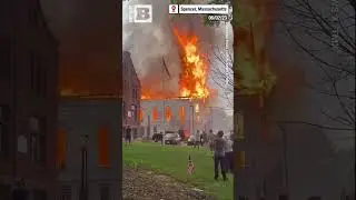 BURNING Church Steeple COLLAPSES After Lightning Strike Sets It Ablaze