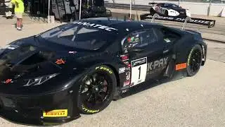 GT World Challenge cars returning to the paddock at Sebring