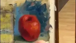 яблоко в технике масляной живописи