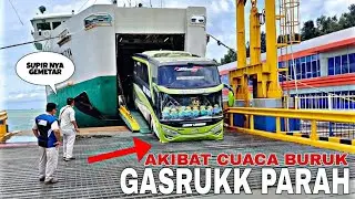 HISTERIS❗AKIBAT CUACA BURUK BUS HANCUR BEMPER SAAT TURUN KAPAL DI PELABUHAN MERAK