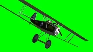 biplane Airplane fly by - free green screen - free use