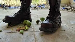 crushing a nut in heavy boots