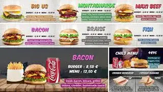 Digital Menu Board / Menu Board Vidéo -  Times Burger